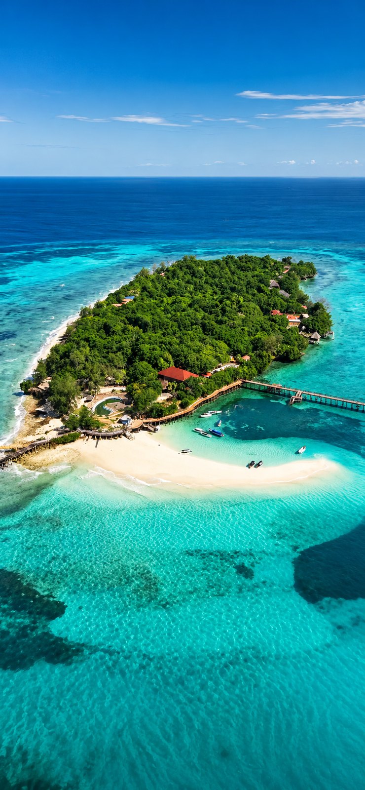 Turquoise water around Prison Island